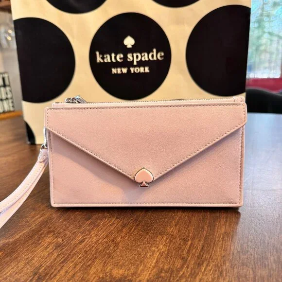 Kate Spade Yours Truly Envelope Wristlet Clutch Heart Wallet - Powdered Sugar - Picture 2 of 8